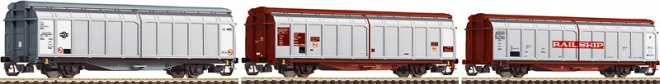 Set of 3 different slide-wall wagons<br /><a href='images/pictures/Roco/37556.jpg' target='_blank'>Full size image</a>